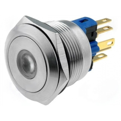 Pulsador/conmutador Antivandalico Luminosidad Azul 12Vdc/ac 3/220Vac ON-(ON)