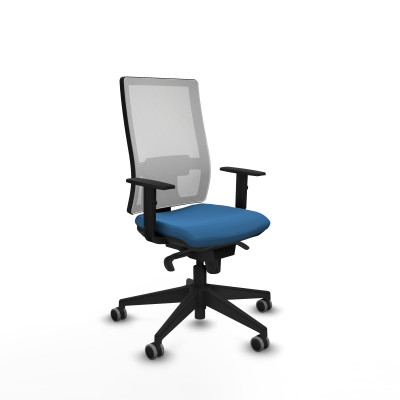 Horna sincro malla blanca similpiel azul claro brazos 1D base piramidal ruedas 65mm engomadas
