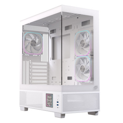 Caja ordenador gaming einarex s501d atx rgb cristal templado blanca