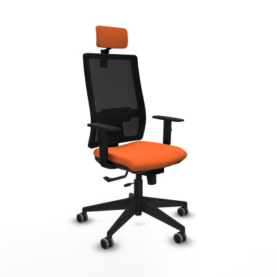 Horna traslack malla negra bali naranja brazos 1D base piramidal cabecero 2D ruedas 65mm engomadas