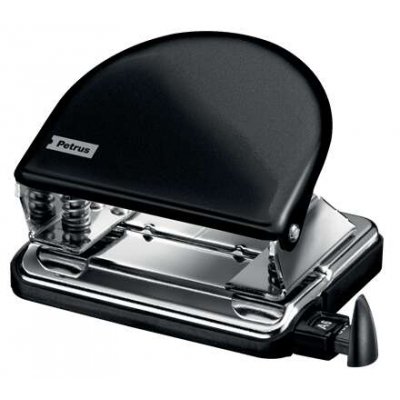 Petrus 52 Taladro Perforador Clasico Metalico - Hasta 20 Hojas - Marcas de Formato - Facil Vaciado - Punzones 5.5mm - Color Negro