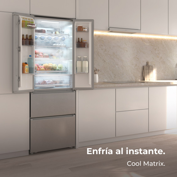 Frigorífico combi Cecotec F2D 395 Inox E, 185 x 59.5 x 68 cm, Total No Frost, clase E, 39 dB, 395 litros, Fresh Flex, puerta francesa, inox - imagen 6
