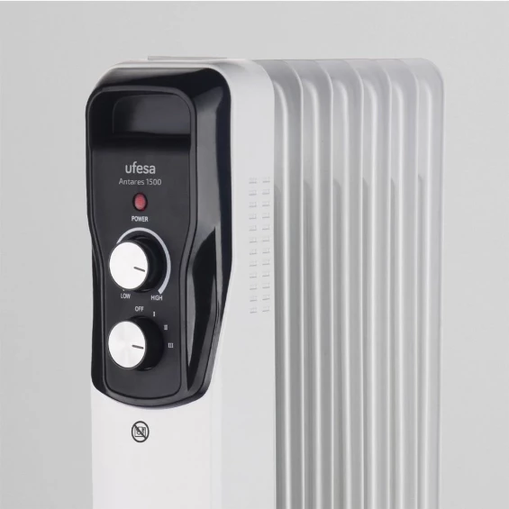 Radiador de aceite Ufesa Antares 1500, 1.500 W, 7 elementos, termostato regulable, blanco - imagen 6