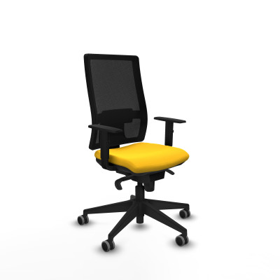 Horna sincro malla negra similpiel amarillo brazos 1D base piramidal ruedas 65mm engomadas