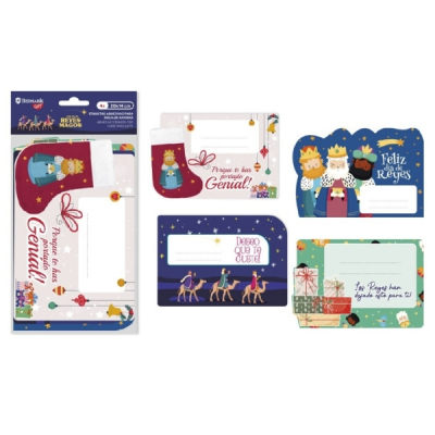 Etiquetas de regalo Bismark - Pack 4 unidades | Temática Reyes Magos | Diseños surtidos | Espacio para escribir