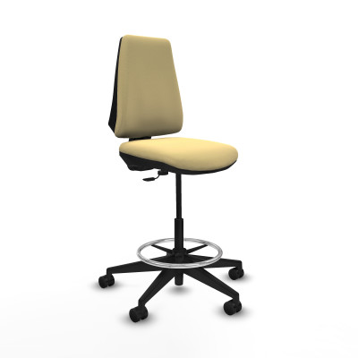 Taburete Elche CP similpiel crema base piramidal ruedas 65mm nailon