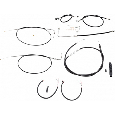 Kit completo de líneas de freno/cables trenzados en vinilo negro LA CHOPPERS LA-8151KT2A-16B