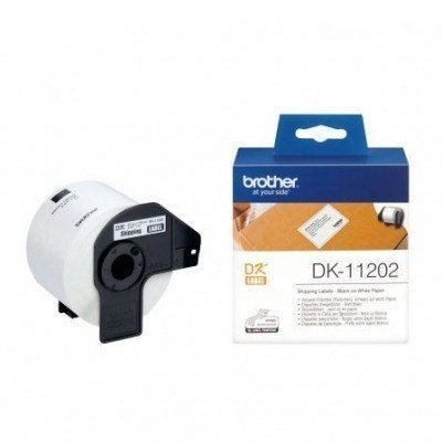 Brother DK11202 - Etiquetas Originales Precortadas para Envios - 62x100 mm - 300 Unidades - Texto negro sobre fondo blanco