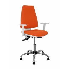 Piqueras y Crespo Silla Elche blanca asincro bali naranja oscuro brazos regulables ruedas de parqué