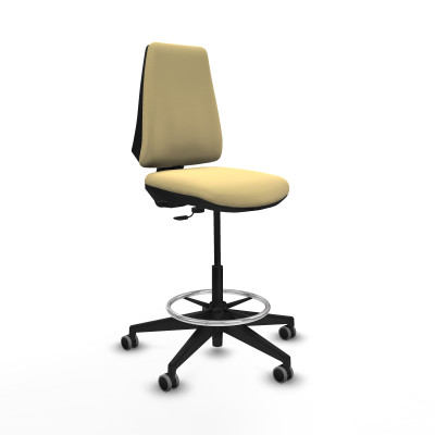 Taburete Elche CP similpiel crema base piramidal ruedas 65mm engomadas