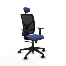 Piqueras y Crespo Motilla traslack malla negra bali azul marino brazos 1D base piramidal cabecero fijo ruedas 65mm nailon