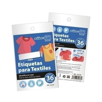 Etiquetas Adhesivas para Téxtiles 4.5x1.2cm Blíster 36 Unidades Blanco