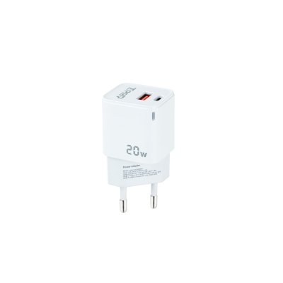 CARGADOR DE PARED USB-C/PD + USB-A/QC 20W