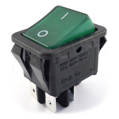 Interruptor Basculante Bipolar OFF-ON Luminoso VERDE 16A
