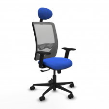 Piqueras y Crespo Zulema sincro malla gris bali azul brazos 2D base nailon cabecero fijo ruedas 65mm nailon