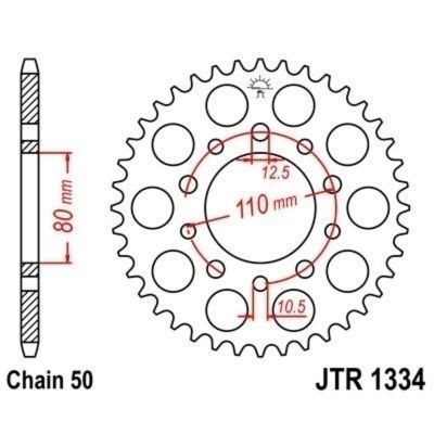 Corona JT 1334 de acero con 34 dientes JTR1334.34