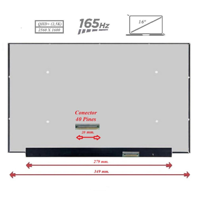 Pantalla para portátil LED 16\ Slim 40 Pines 2560x1600 165Hz Sin Brackets