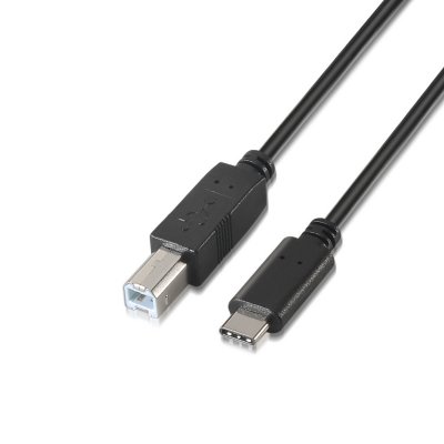 Cable USB 2.0 Impresora Aisens A107-0053/ USB Tipo-C Macho - USB Macho/ 1m/ Negro