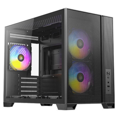 Caja ordenador gaming antec flux m matx cristal templado negra