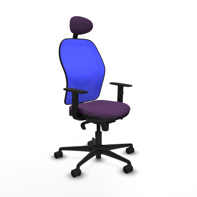 Jorquera sincro malla azul bali morado brazos 1D base nailon cabecero fijo ruedas 65mm nailon