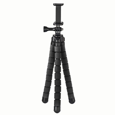 Hama Flex Tripode para Smartphone y Camara Deportiva - Peso Max 300g - Plegable - Altura Ajustable hasta 26cm - Plastico - Color Negro