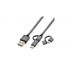 CABLE COOLBOX MULTIUSB MICROUSB USBC 1MT GRIS COO-CAB-U2MC-GR