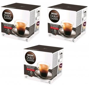 Pack de 3 cajas Dolce Gusto INTENSO DESCAFEINADO, 16 unidades por caja, 48 cápsulas en total