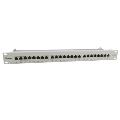 PATCH PANEL 24 PUERTOS CATEGORIA 6A APANTALLADO COLOR GRIS CLARO