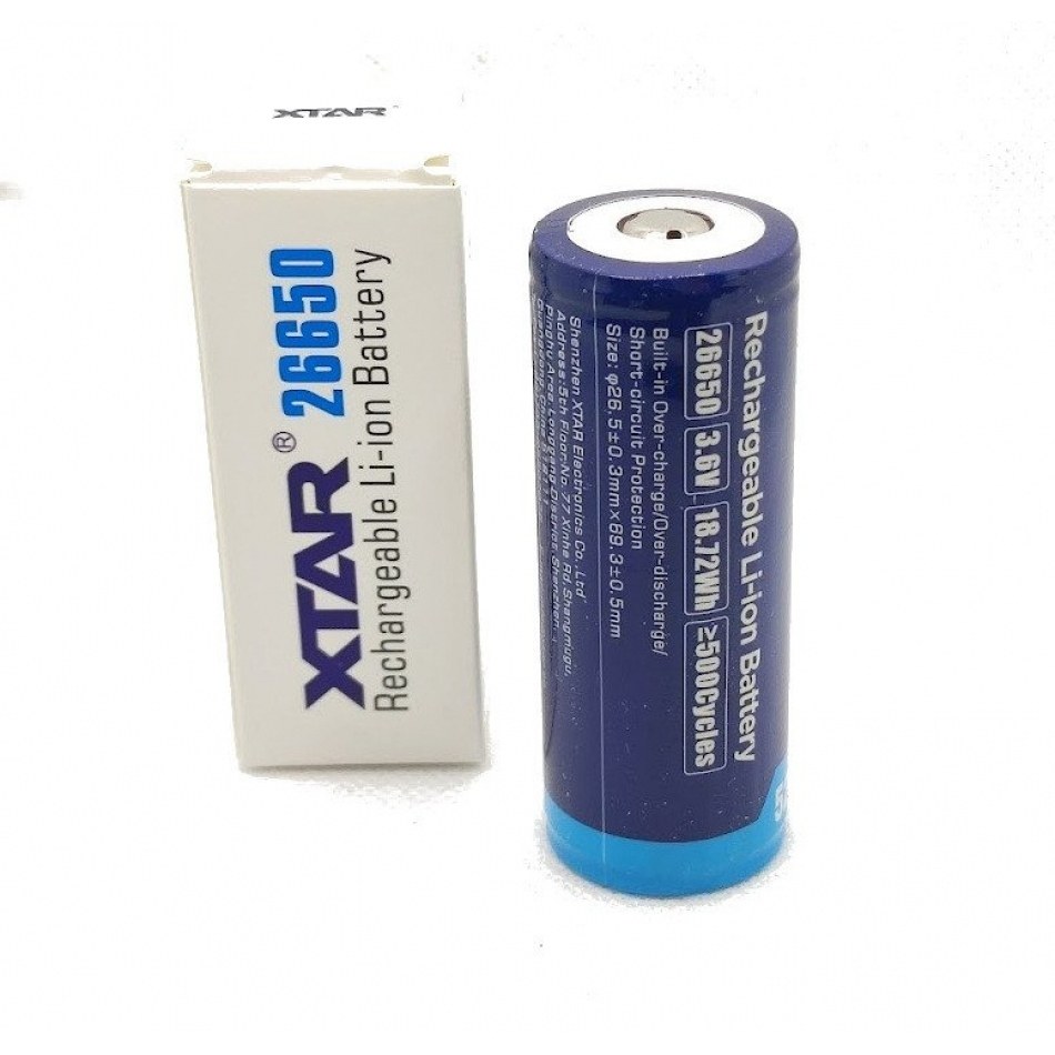 Bateria Litio 3,6V 5200mA Cto Control 26,5x71mm IRC26650 XTAR