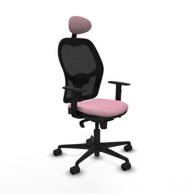 Jorquera sincro malla negra bali rosa brazos 1D base nailon cabecero fijo ruedas 65mm nailon