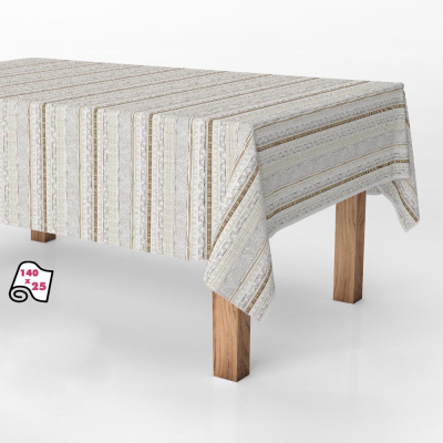 Rollo de hule antimanchas rayas beige 1,40 x 25 m