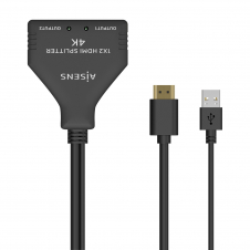 AISENS HDMI Duplicador 4K@30HZ 1Í?2 con Alimentación USB y Cable, Negro, 30 cm
