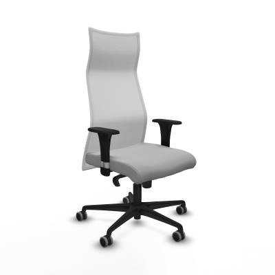 Albacete malla XL sincro malla blanca similpiel gris claro brazos 1D base nailon ruedas 65mm engomadas