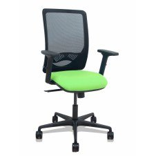 Piqueras y Crespo Silla Zulema sincro malla negra asiento bali pistacho brazos 2D ruedas 65mm