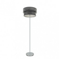 Pie Salon Triple Doble 1xe27 Cromo/madera Negra 162x40x40 Cm