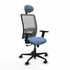 Piqueras y Crespo Zulema sincro malla gris bali azul cielo brazos 2D base nailon cabecero fijo ruedas 65mm nailon