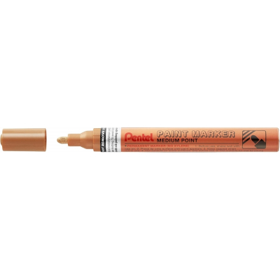 Pentel Paint Marker Marcador de Pintura - Punta Media 4.5mm - Permanente en todas las Superficies - Resistente a Luz y Agua - Cuerpo de Aluminio - Color Bronce