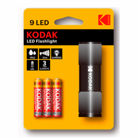 Linterna Kodak 9LED + 3 pilas AAA negro