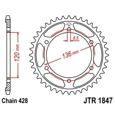 Corona JT 1847 de acero con 51 dientes JTR1847.51