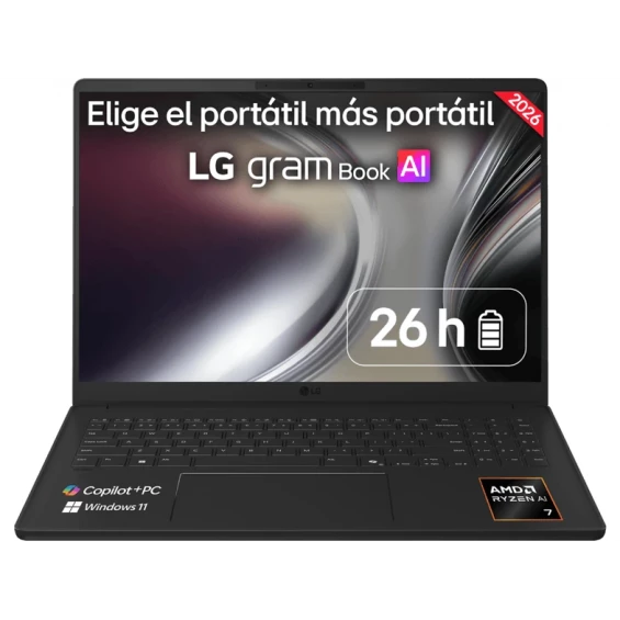 Portátil LG gramBook 16U55U-G.AU85BN, Ryzen AI 7 445, 32 GB LPDDR5X, SSD 512 GB, 16 pulgadas WUXGA, Windows 11 Home