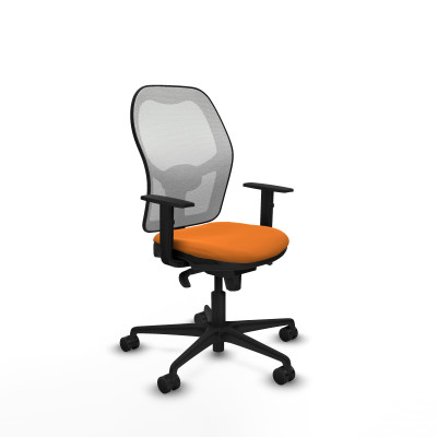 Jorquera sincro malla blanca similpiel naranja brazos 1D base nailon ruedas 65mm nailon