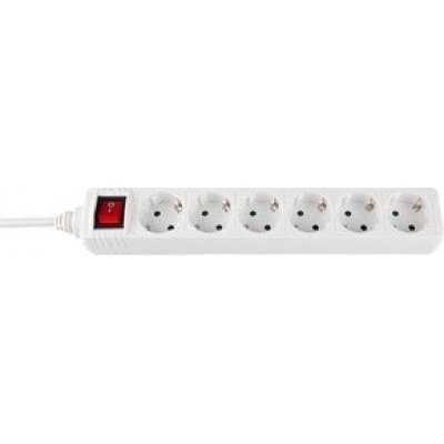 Base Electrica 6 Tomas Schuko Interruptor Cable 1,5m BLANCA