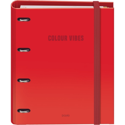 Dohe Colour Vibes Carpeta de 4 Anillas Mixtas de 35mm Recambio 100 Hojas Cuadricula 5mm - Formato A4 - Cierre con Goma - Incluye 4 Separadores y Sobre de Polipropileno - Color Rojo