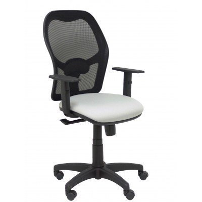 Silla Alocén malla negra asiento bali gris claro brazos regulables