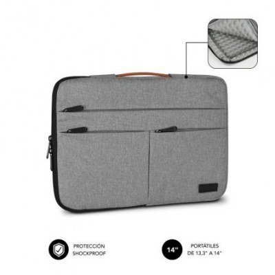Funda Subblim Air Padding 360 Sleeve para Portátiles hasta 14/ Gris Claro