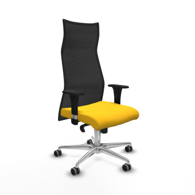 Albacete malla XL sincro malla negra similpiel amarillo brazos 1D base aluminio ruedas 65mm engomadas