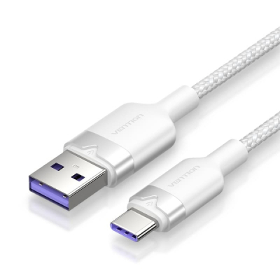 Vention Cable USB-C 2.0 a USB-A 6A 100W - 2m - Trenzado - Color Blanco