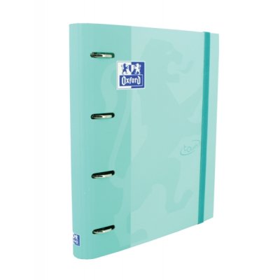 Oxford Europeanbinder Touch A4+ Carpeta de Anillas con Recambio Cuadricula 5x5 - Tapa Extradura - Cierre con Goma Elastica - Color Ice Mint Pastel