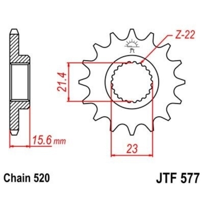 Piñón con goma anti-ruido JT SPROCKETS acero 577 - Paso 520 JTF577.15RB