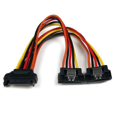 Cable 0,15m Adaptador Bifurcador Divisor Splitter Alimentación SATA Latching Cierre Pestillo - 2x Hembra